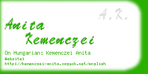 anita kemenczei business card